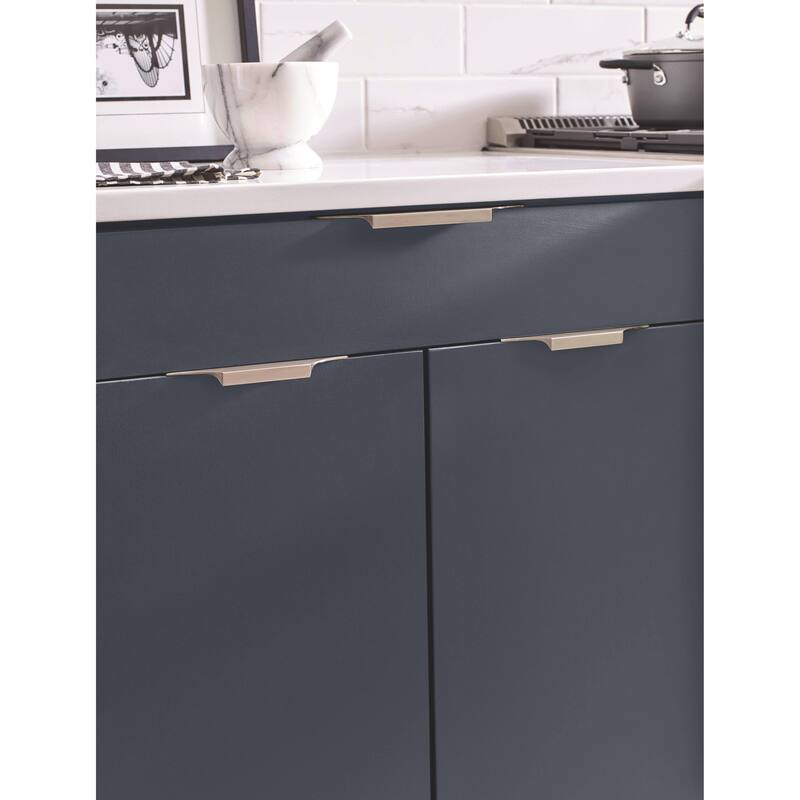Extent 4-9/16 in (116 mm) Center-to-Center Satin Nickel Cabinet Edge Pull - 4.5625