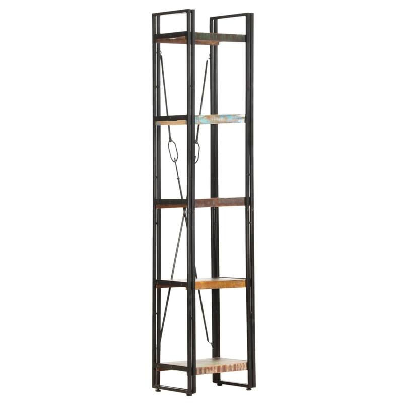 vidaXL 5-Tier Bookcase 15.7"x11.8"x70.9" Solid Reclaimed Wood