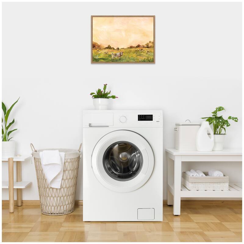 Kate and Laurel AQ Cows by Annie Quigley Framed Canvas Wall Art Print