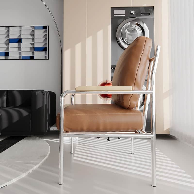 Momei 33.6"H Mid-Century Modern Armchair Stainless Steel Frame Accent Chair - 21.2"L x 24.2"W x 33.6"H