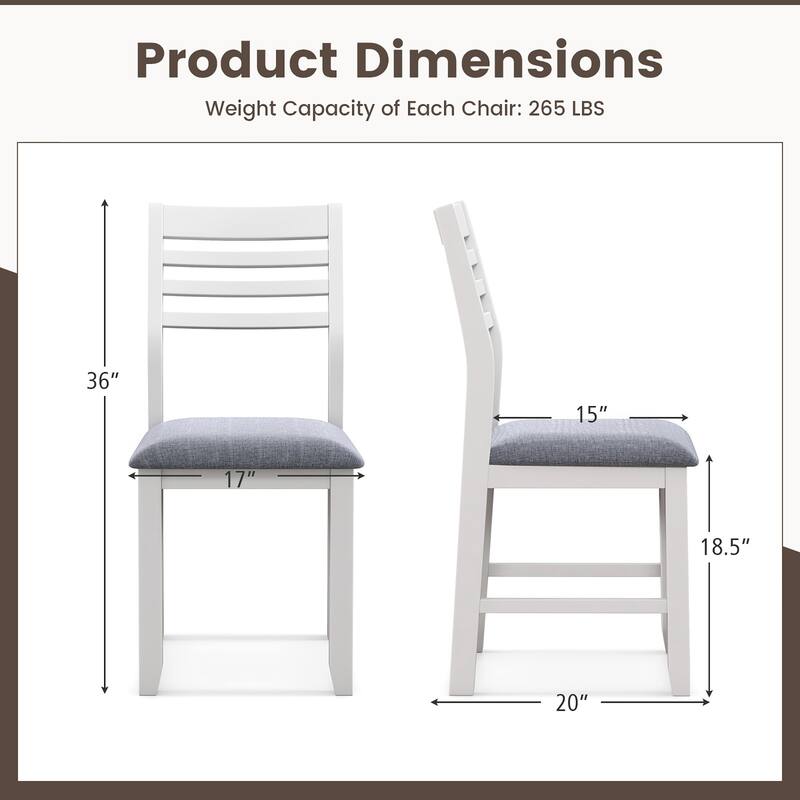 Gymax Wooden Dining Chair Set of 4 Kitchen Side Chairs w/ Rubber Wood