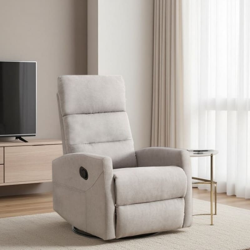 Fabric Manual Recliner Chair with 360° Swivel and Rocking Function, Adjustable Backrest, Comfortable Living Room Lounge Seat