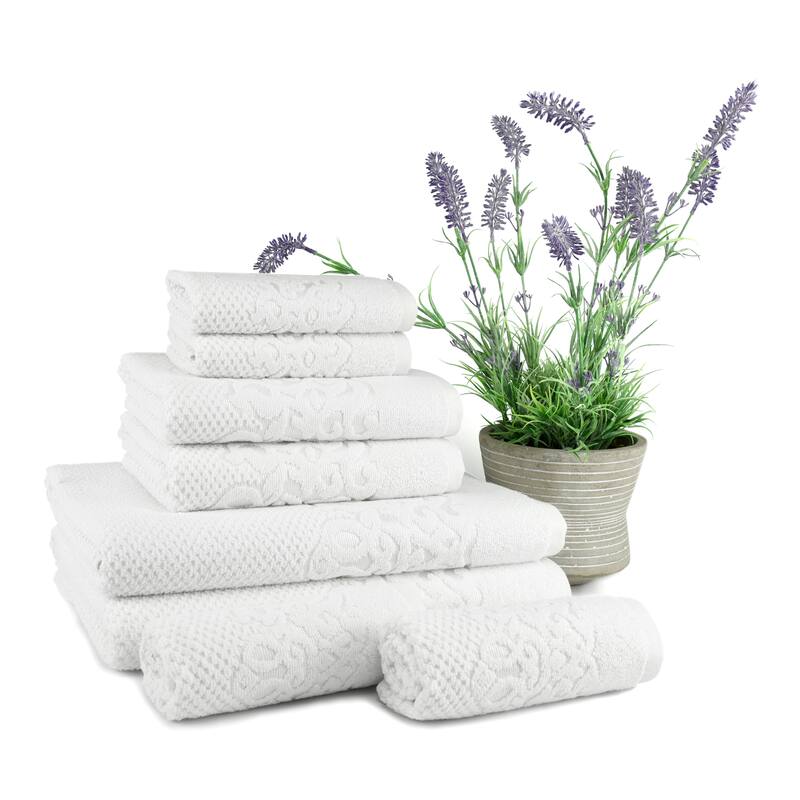 East'N Blue Galata Turkish Cotton Bath Towel Set (Set of 8) - (2 Bath Towel, 2 Hand Towel, 4 Washcloth)