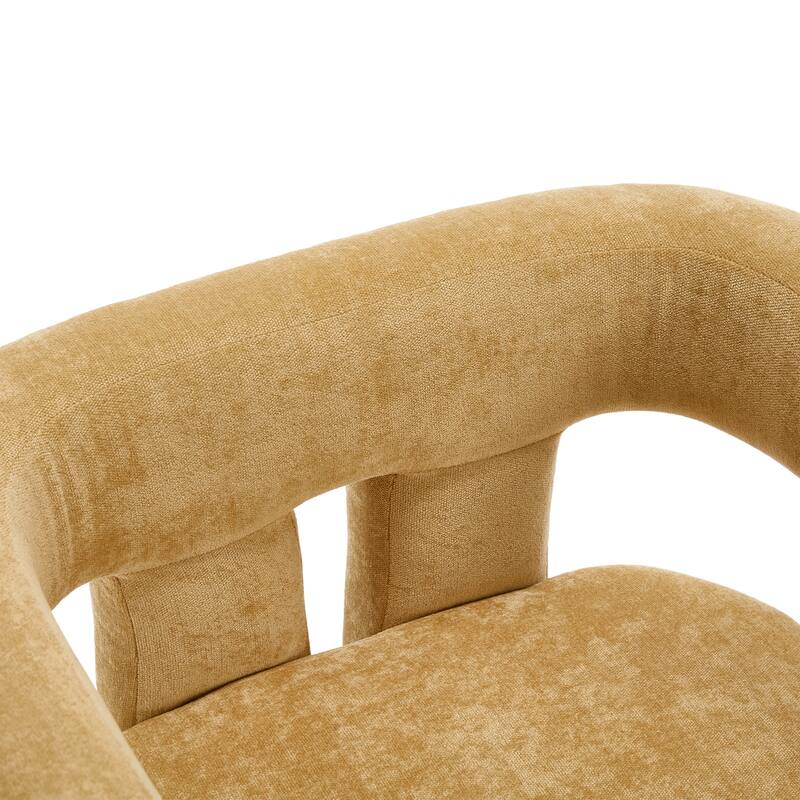 Chenille Barrel Chair Set of 2 with Wood Frame