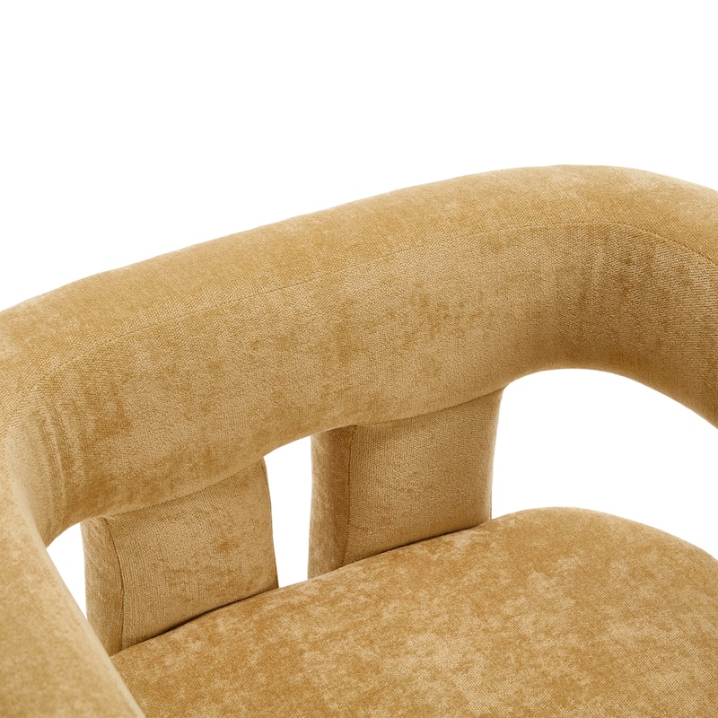 Chenille Fabric Upholstered Barrel Chair Set of 2 with Solid Wood Frame and Ergonomic Back Support