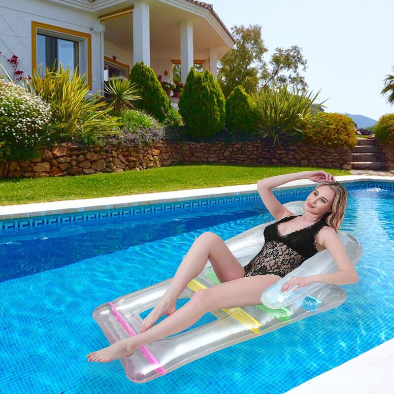 62" Clear Inflatable Swimming Pool Float Lounger with Backrest