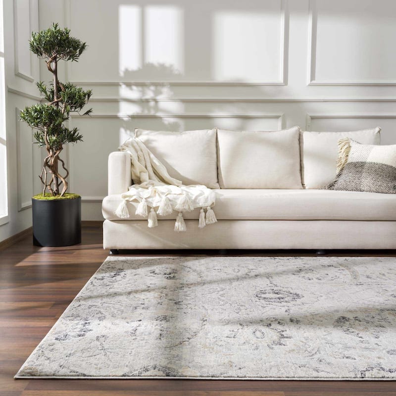 Hauteloom Erbacon Living Room, Bedroom Area Rug - Beige, Black, Charcoal - 2' x 2'11"