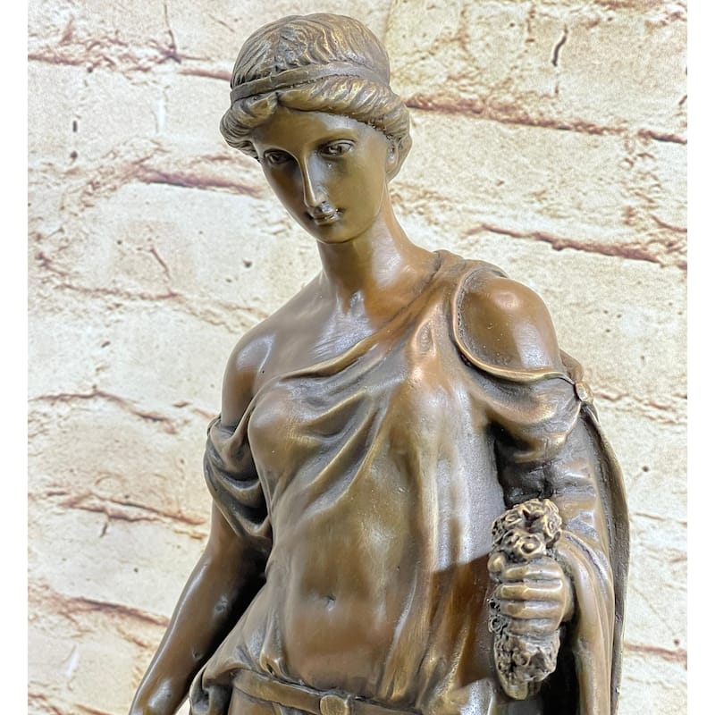 Woman Clutching Grapes Bronze Figure Statue Sculpture Auguste Moreau 21 Inches X 7.5 Inches