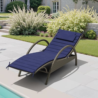 Outdoor Patio Chaise Lounge Cushions Pad with Straps
