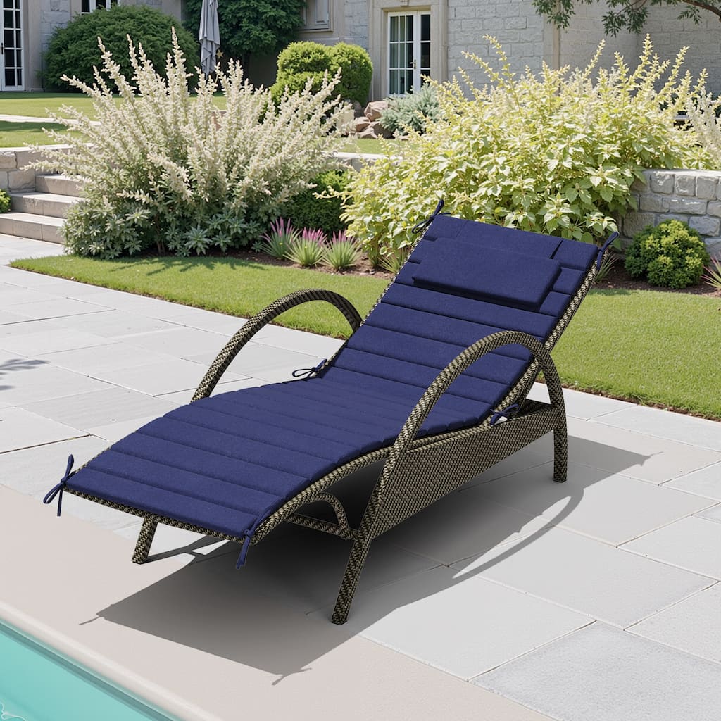Outdoor Patio Chaise Lounge Cushions Pad with Straps
