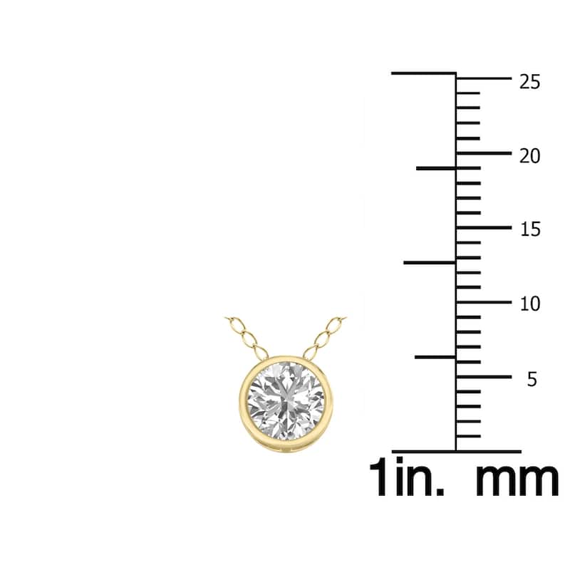 Marquee Lab Grown Certified 1/2 Carat Round Solitaire Diamond Bezel Set Pendant in 14K Yellow Gold (F-G Color, S1-S2 Clarity)
