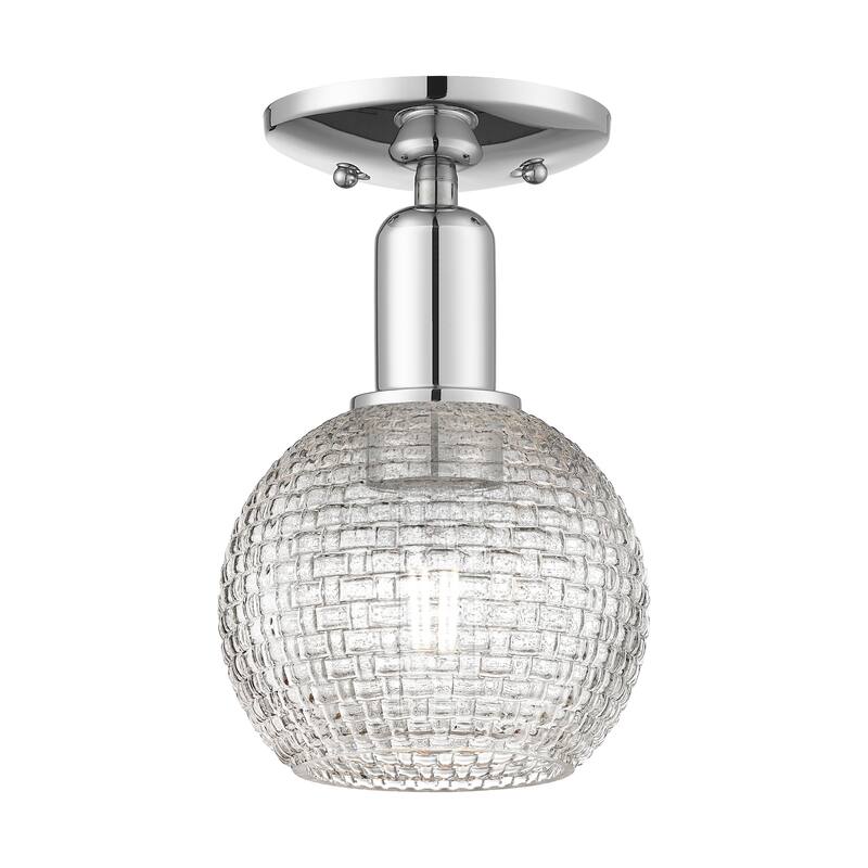 Innovations Lighting Endless Possibilities Arcadia - Athens - 1 Light 6" Basketweave Semi-Flush Mount - Polished Chrome