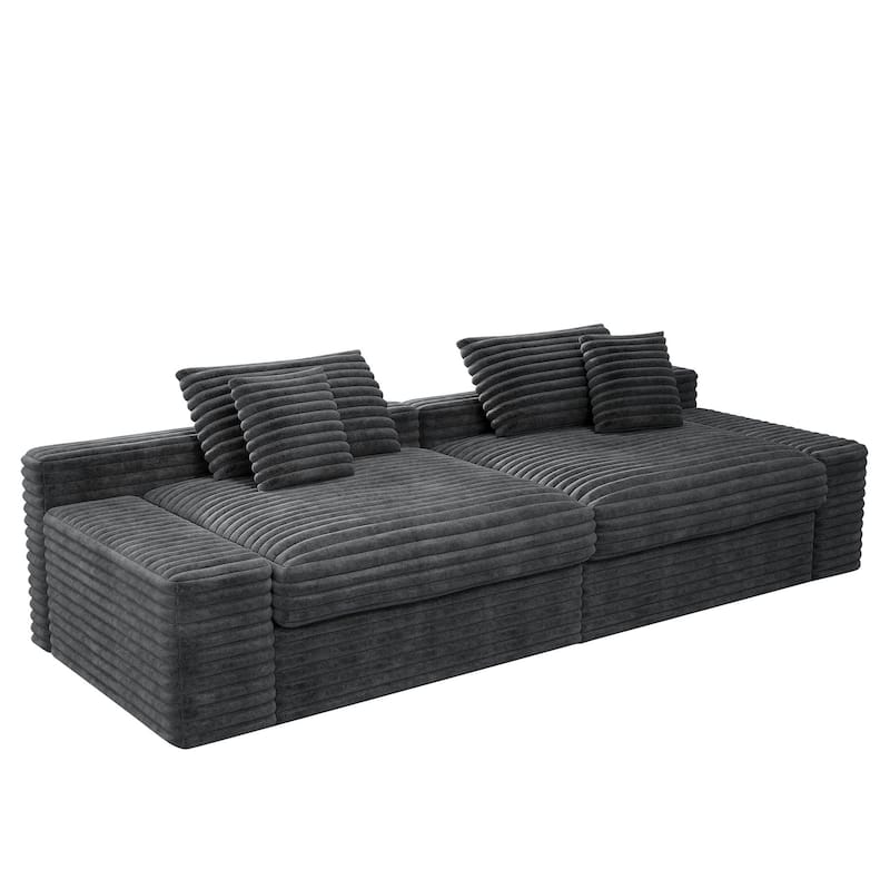 Cloud Boneless Sectional Couch, Modular Deep Seat Sofa, Upholstered Loveseat Corduroy Foam Sofa Couches for Living Room