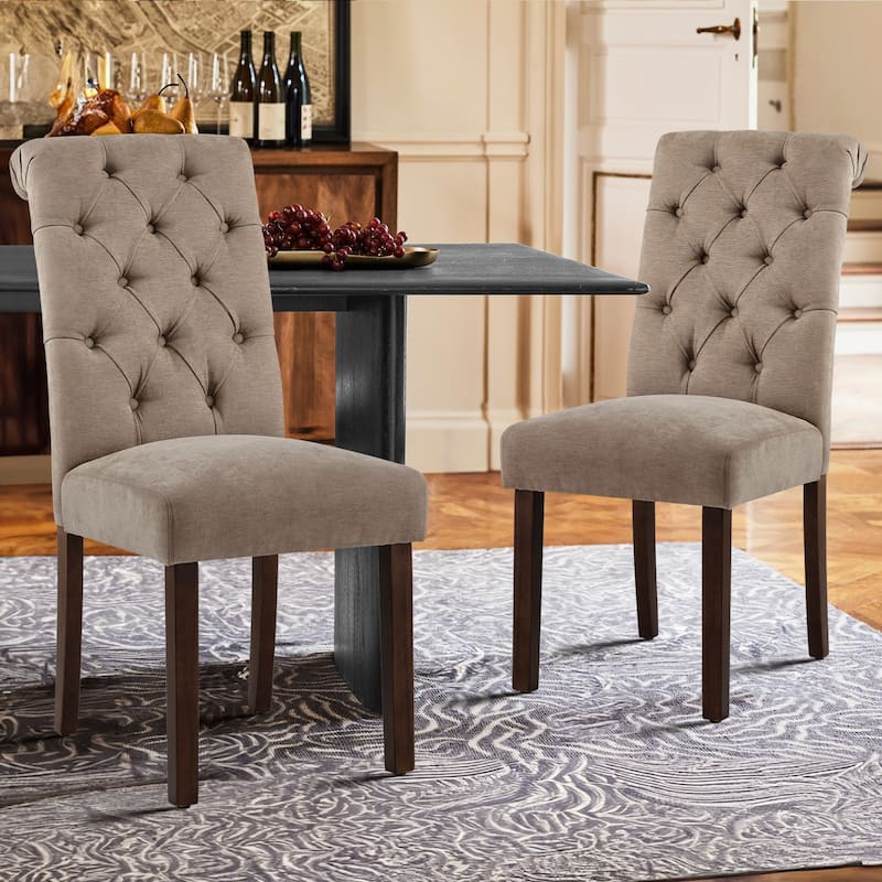 Tufted Parsons Dining Chairs - Velvet-Like Upholstery & Padded Seats for Kitchen & Dining Room