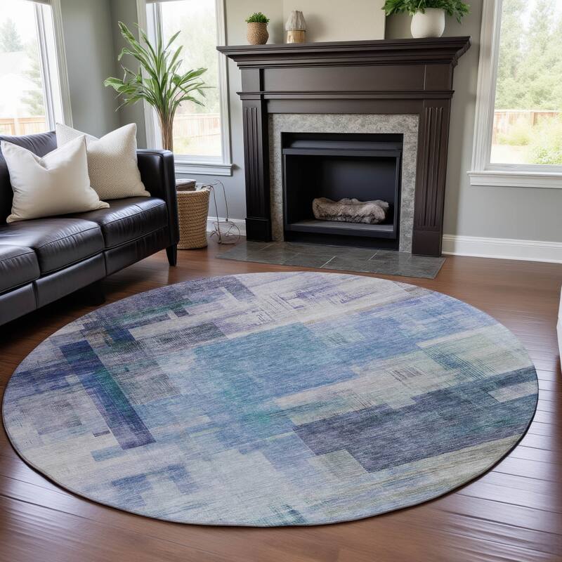 Premium Washable Super Soft Modern Abstract Mayfield Rug - Blue - 8' x 8'