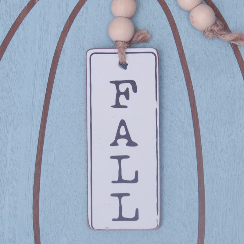 Wooden Pumpkin Sign Decoration with Wooden Beads Garland, Thanksgiving Decorations