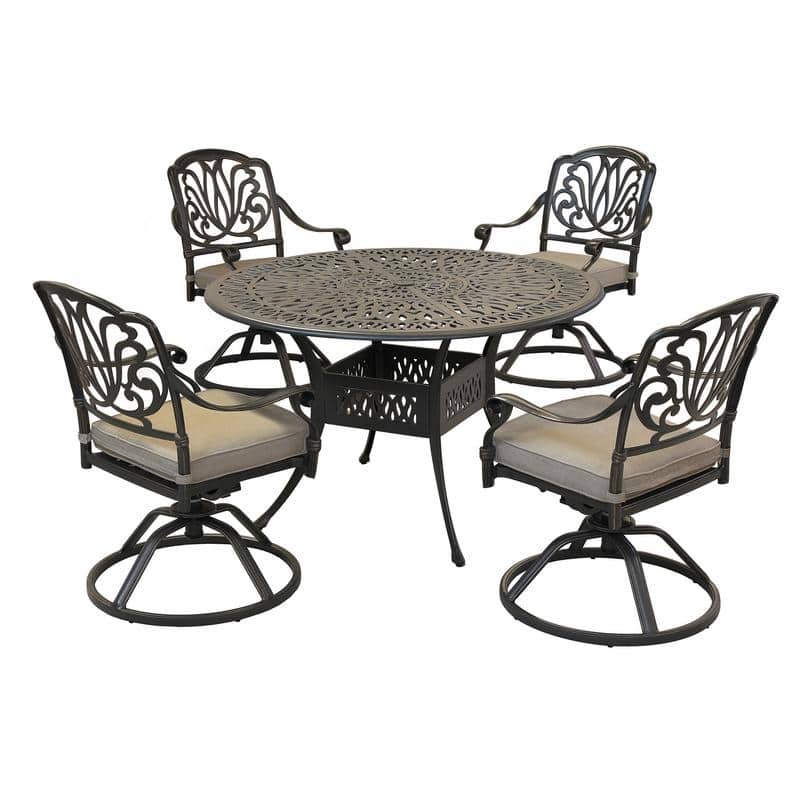 Manasquan 5-piece Gunmetal Aluminum Round Dining Set with Swivel Chairs by Havenside Home