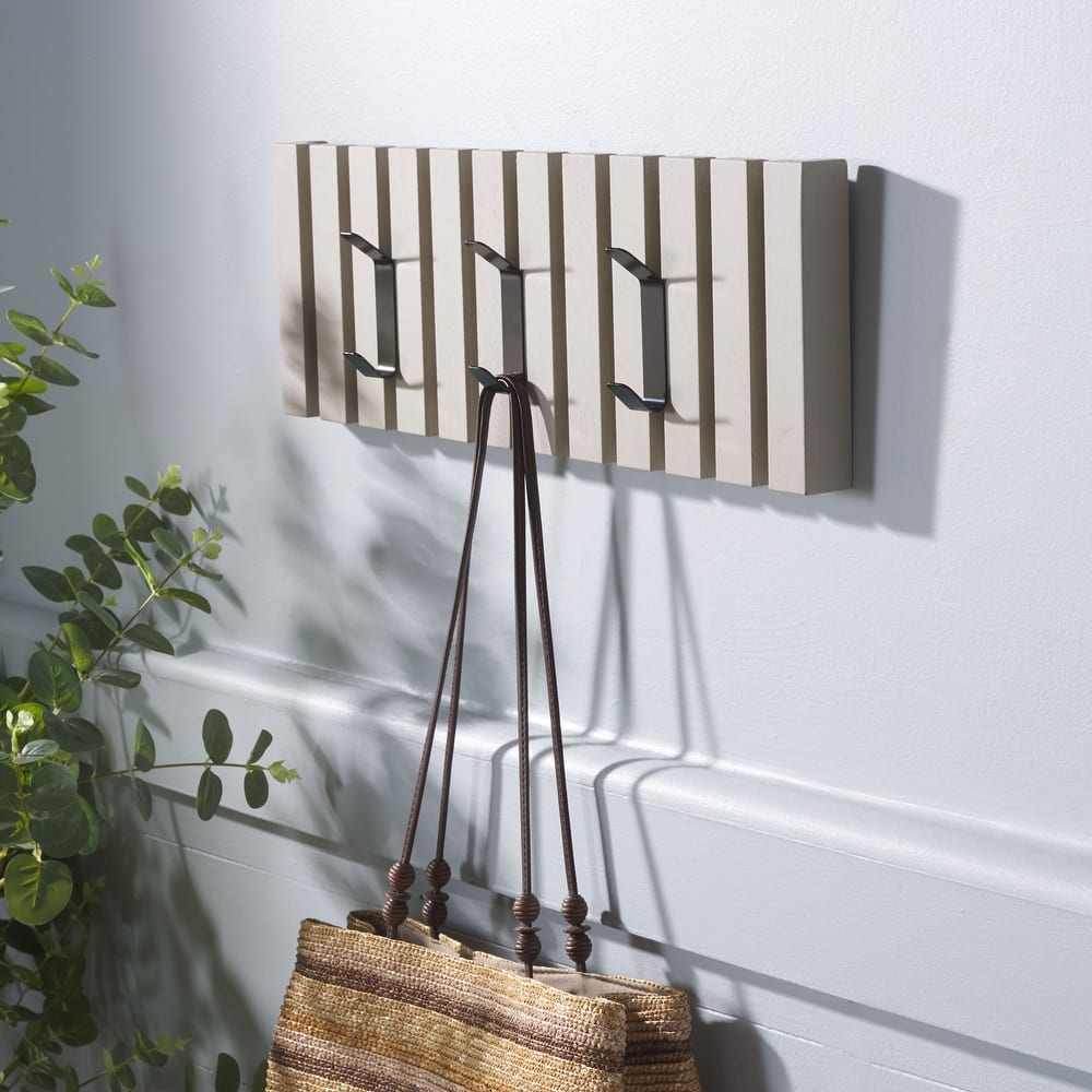 SAFAVIEH Cato 3-Hook Wall Mounted Coat Rack - 19"W x 1"D x 7"H