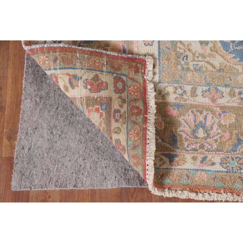Hand Knotted Oriental 100% Wool Carpet Traditional Floral Coral Mashad Area Rug - 10' 7'' X 8' 0''