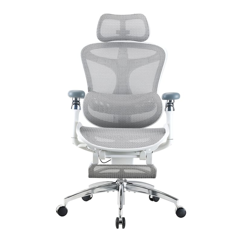 SIHOO C300 Computer Chair with Footrest, Gaming Chair with Soft 4D Armrests, Dynamic Lumbar Support and Swivel Office Chair - Grey