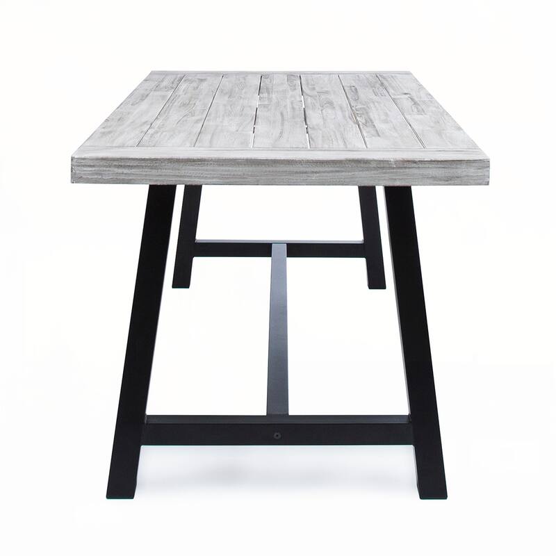 Outdoor Light Grey Sandblast Finish Acacia Wood Dining Table