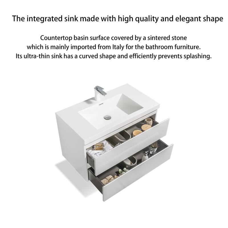 Floating Bathroom Vanity with Resin Top