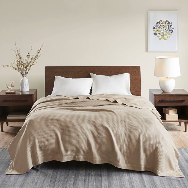 Egyptian 100% Cotton Solid Blanket - Full/Queen - Khaki