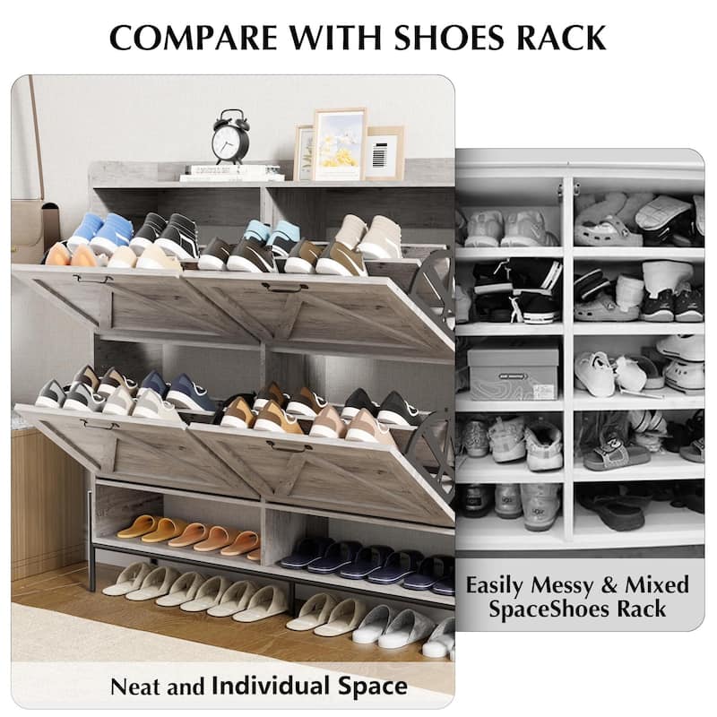 Shoe Cabinet with 4 Flip Drawer - 4 Flip Drawers