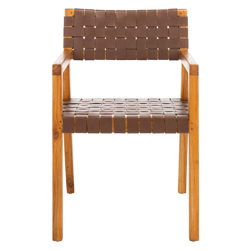 SAFAVIEH Gerda Woven Leather Dining Room Chair - 22.1" W x 20.9" L x 31.9" H - 22Wx21Dx32H