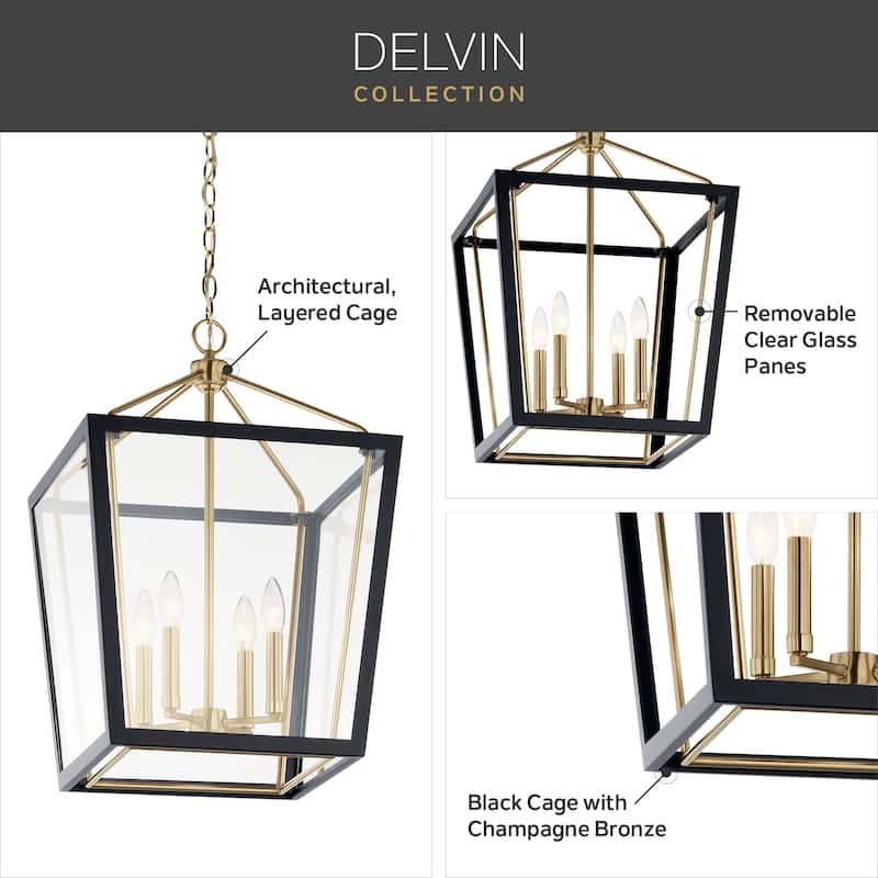 Delvin 44.25 in. 6-Light Linear Chandelier with Removable Glass