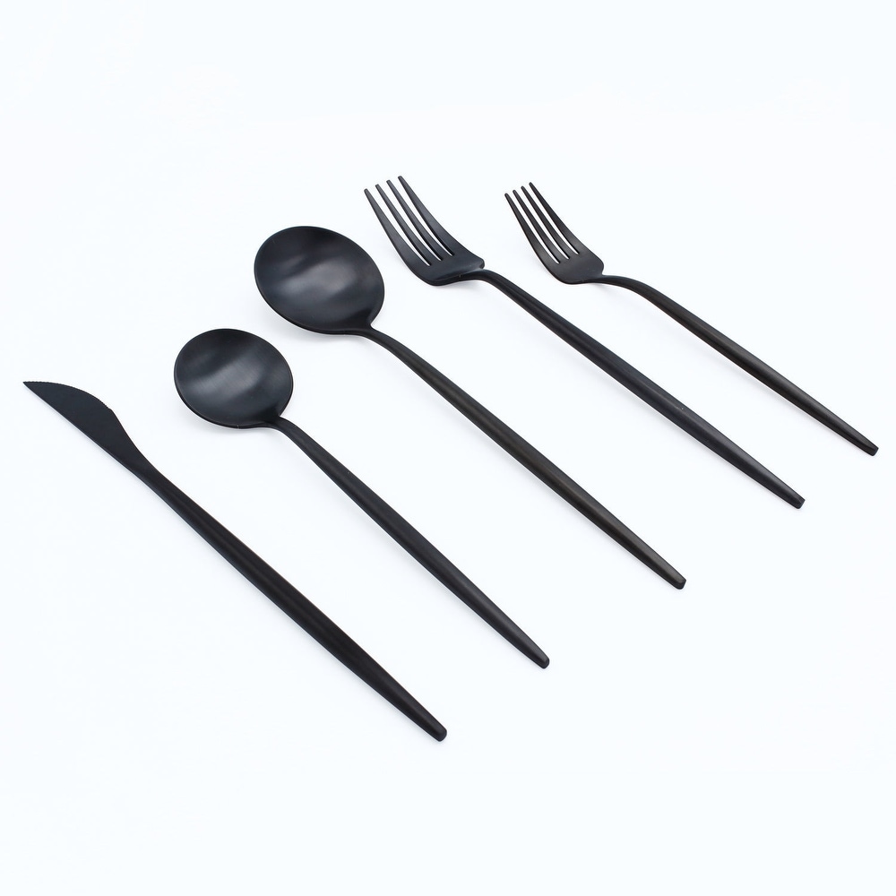 Matte Black Stainless Steel Silverware Set by Hiware - Bed Bath & Beyond -  33042429