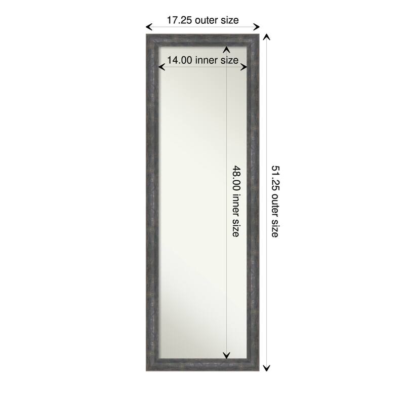 Angled Non-Beveled Wood Framed Full-Length On the Door Mirror - Glass Size 14x48 - Angled Metallic Rainbow