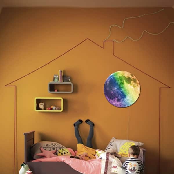 slide 2 of 6, Walplus Glow In Dark Colourful Moon Wall Sticker DIY Art Nursery Decor