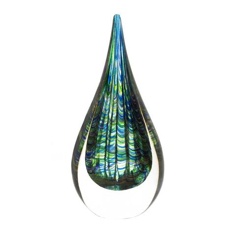 Peacock Art Glass Sculpture - 4½" x 2½" x 10" high.