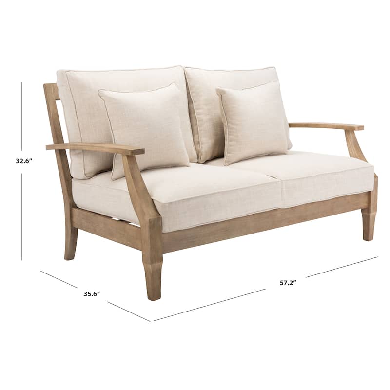 SAFAVIEH Couture Martinique Wood Patio Loveseat - 56"W x 35"D x 32"H