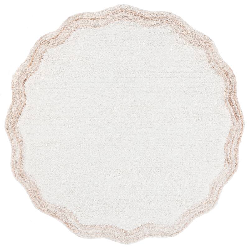 SAFAVIEH Handmade Vermont Shani Transitional Wool Rug - 6' Round - Ivory/Beige