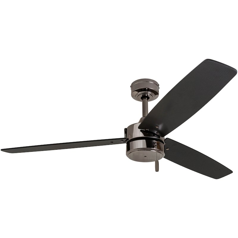 52" Prominence Home Journal Gun Metal Contemporary Indoor/Outdoor Ceiling Fan, Damp Rated with Pull Chains - 52-inch