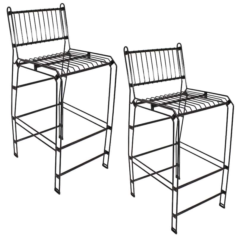 Indoor/Outdoor Modern Metal Wire Bar Stool - Black - Set of 2