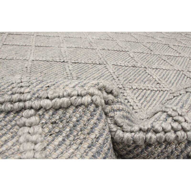 ECARPETGALLERY Braid weave Sienna Grey Wool Rug - 5'1 x 8'3