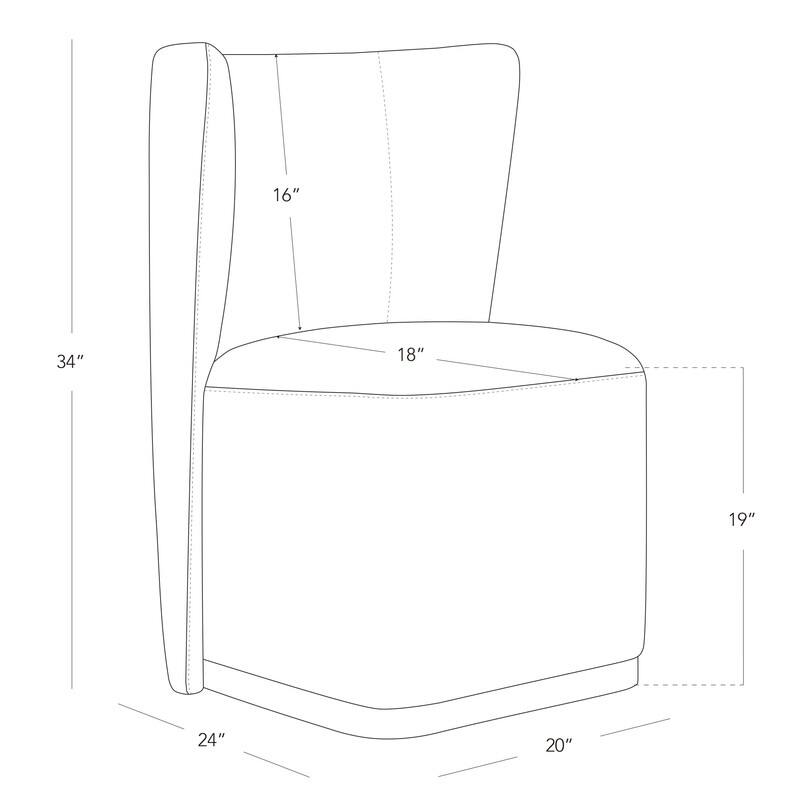 Spruce & Spring Kevin Modern Wingback Dining Chairs with Casters&Wood Base Set of 2 - Set of 2