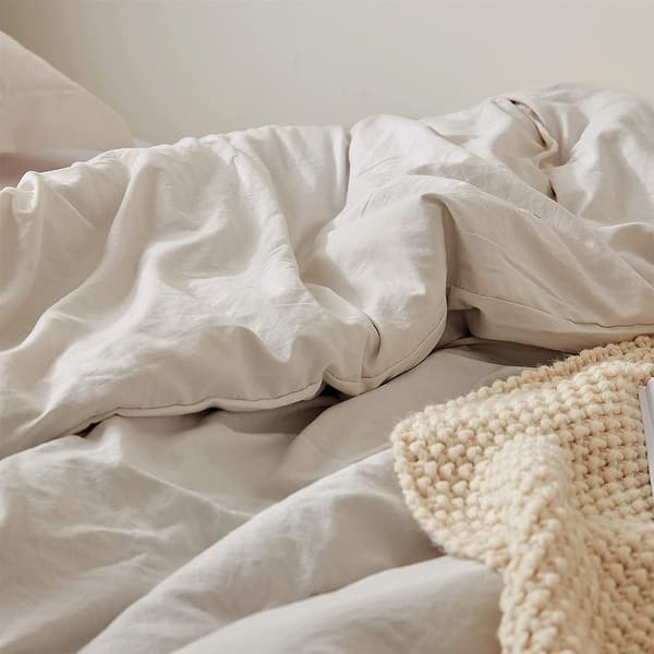 Natural Loft King Solid Duvet Cover Set - Jet Stream