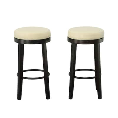 Swivel Seat Barstools - 30" - Cream and Brown - Set of 2