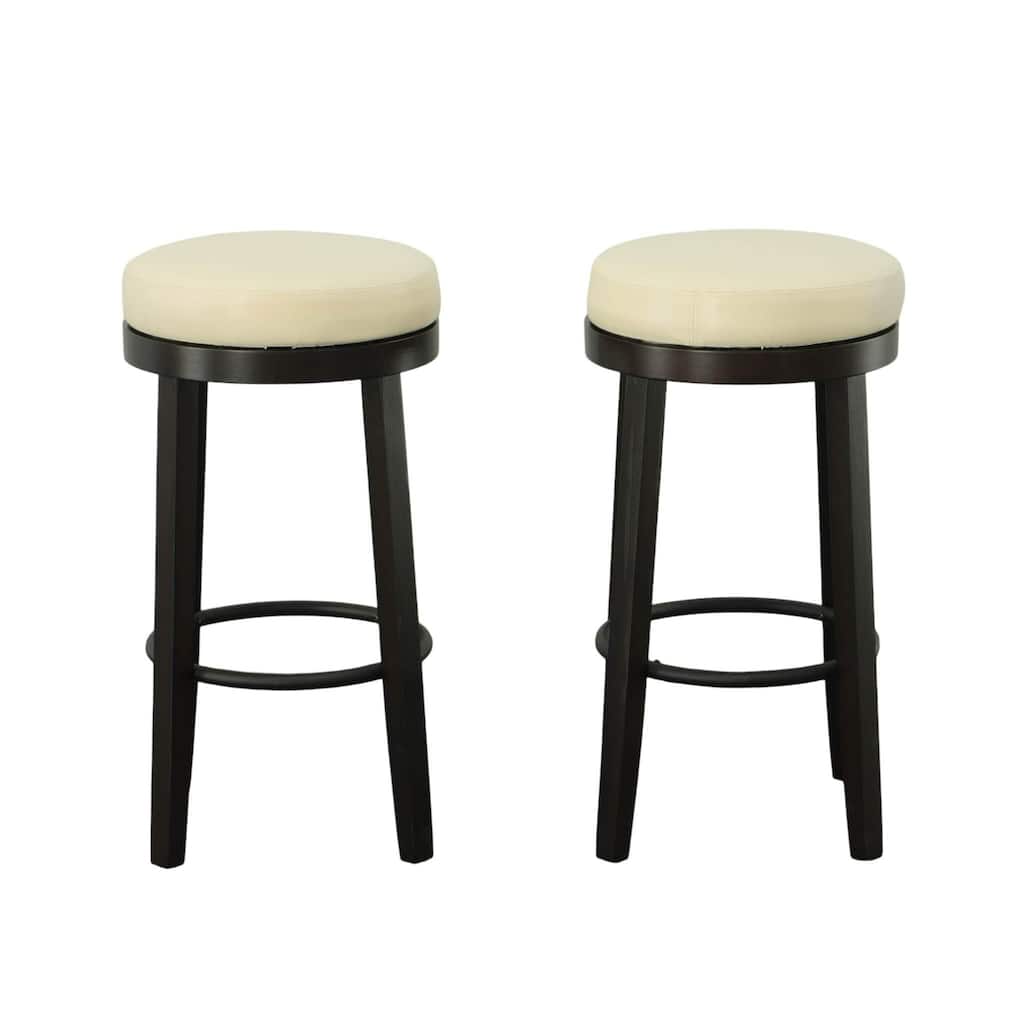 Swivel Seat Barstools - 30" - Cream and Brown - Set of 2