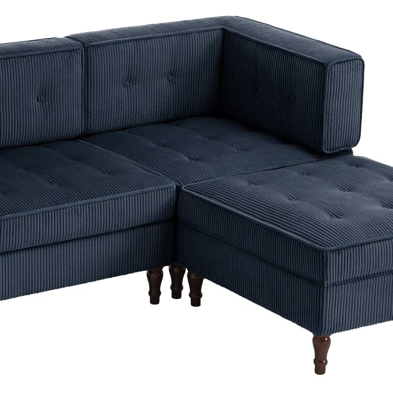4-Piece 98" W Upholstered Modular Corduroy Sectional Sofa