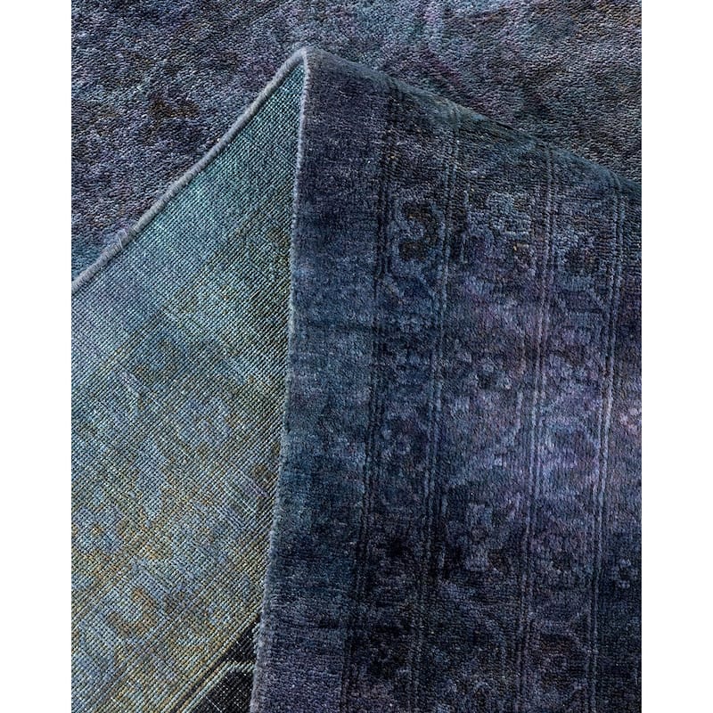 Overton Handknotted Wool Vintage Inspired Contemporary Overdyed Purple Area Rug - 14' 9" x 12' 0"