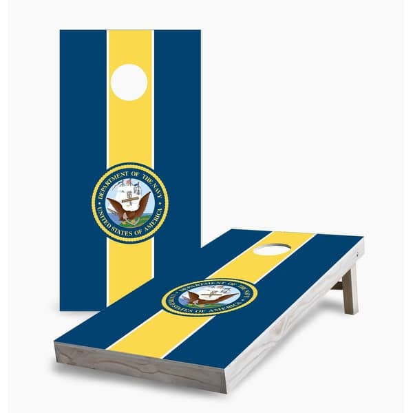 slide 2 of 7, Striped U.S. Navy Cornhole Game (Choose Wraps or Boards) 2x4 Boards (24" x 48") - Include ALL Accessories