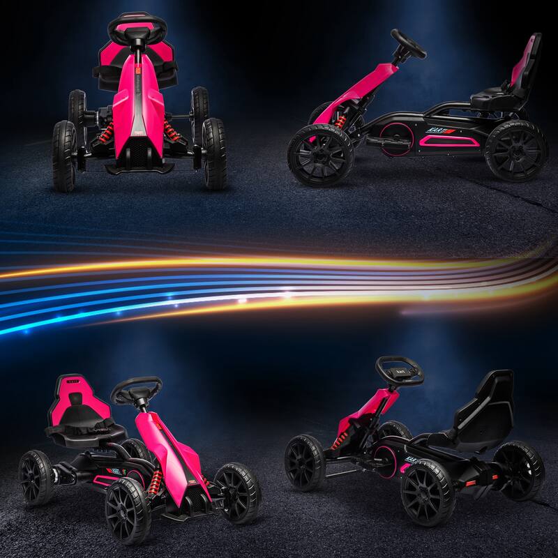 Kids Electric Go-Kart with EVA Wheels, Forward & Reverse, 1.9-3.1 Mph, Seat Belt, Backrest - For Ages 3-8