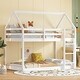 preview thumbnail 3 of 7, Twin over Twin Rubber Wood Floor Bunk Bed with Ladder & Guardrails, White