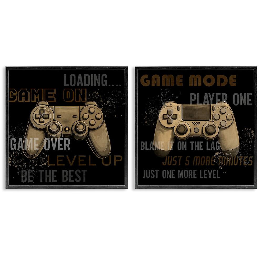 Stupell Vintage Game Controls & Phrases Framed Giclee Art Design By Kim Allen (Set of 2)