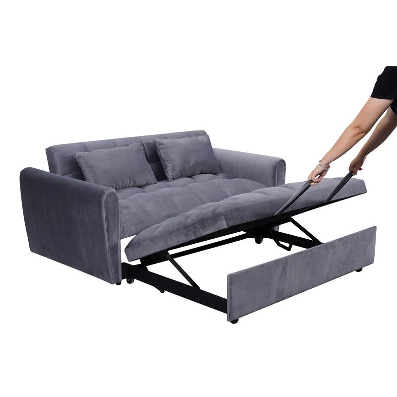 Foldable Velvet Sofa Bed with Adjustable Back, 3-in-1 Convertible Futon for Small Spaces